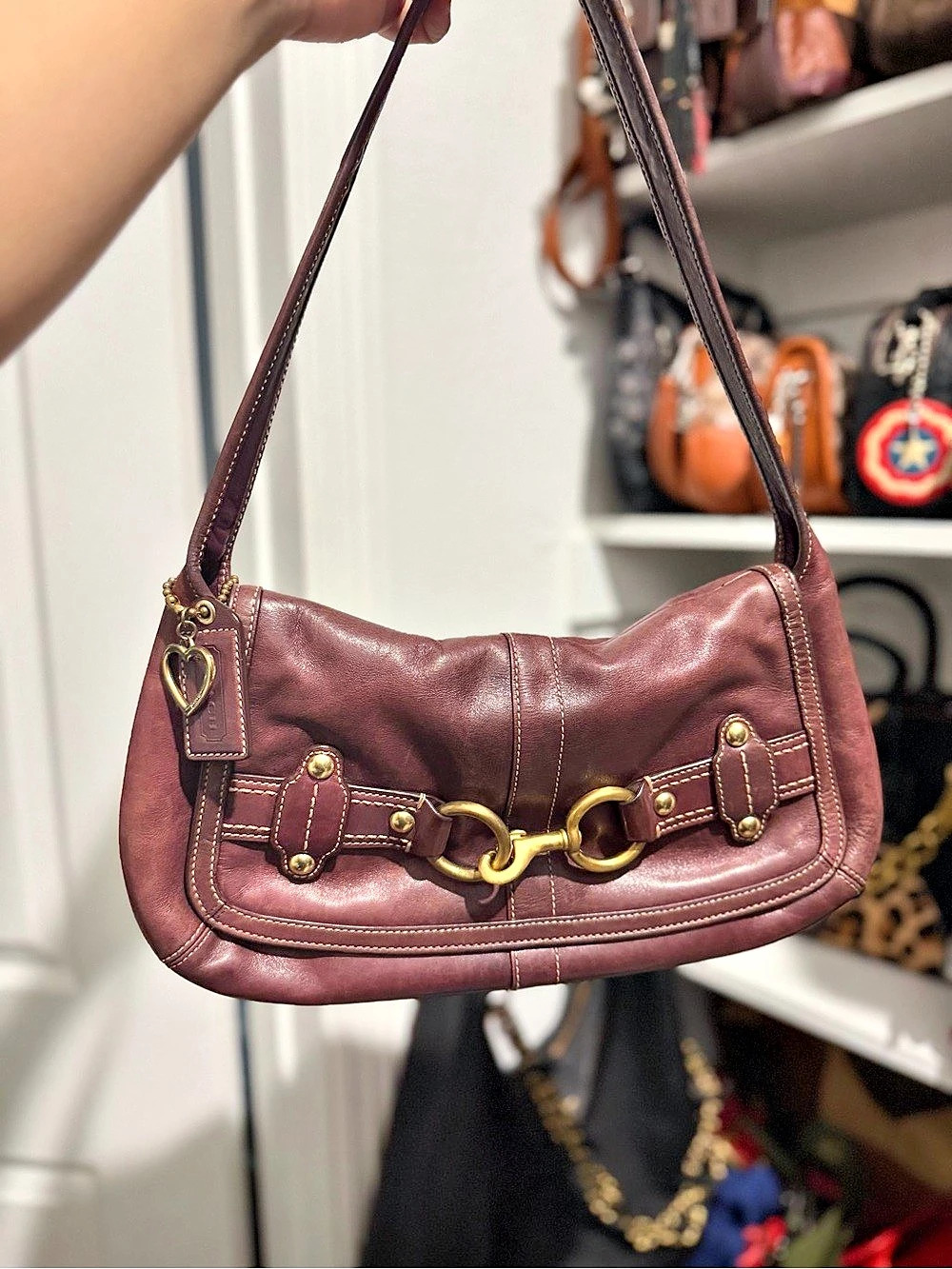 Vintage Coach Belted Ergo Flap Bag in Plum